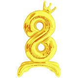 elvesmall  32 Inch Crystal Gradient Number Stand Foil Balloons with Crown Figures Globos 0-9 Birthday Party Decorations Wedding Baby Shower