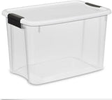 elvesmall  Sterilite 30 Qt Ultra Latch Box, Stackable Storage Bin with Lid, Plastic Container with Heavy Duty Latches to Organize