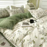 elvesmall Colorful Floral Duvet Cover Set with Sheet Pillowcases No Filling Cute Strawberry Bed Linen Full Queen Size Home Bedding Set