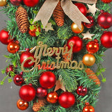 elvesmall Hot Sale Realistic Plastic Christmas Garland Prelit Decorations Merry Christmas Green Tree Red Fruit Christmas Wreaths for Door