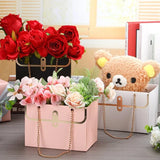 Portable Flower Box Foldable Paper Handy Gift Bag Kraft Handbag Wedding Rose Party Gift Box Packaging For Candy Cake Birthday