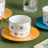 elvesmall  -  Blue Eye Ceramic Coffee cup European Fashion Coffee cup Dish Set Home Afternoon Tea Tea Cup tea cups and saucer sets  coffee cup