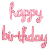 elvesmall 2pcs/set Happy Birthday Balloons Pink Purple Aluminium Foil Balloon Birthday Party Decoration Suppries Home DIY Accessories Prop