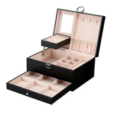 elvesmall Fashion Leather Jewelry Box Case Jewelry Package Storage Large Space Jewelry Ring Necklace Bracelet