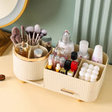 elvesmall  360°  Rotating Cosmetic Storage Box Holder Desktop Makeup Brushes Organizer Countertop Portable Lipstick Eyeliner Stand Boxes