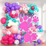 elvesmall 128/80pcs Dog Paw Print Balloon Garland Pink Blue Dog Bone Foil Balloons Boys Girls Birthday Party Decorationn Baby Shower