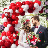 elvesmall Double Red Balloons Garland Red White Latex Balloon Arch Kit Valentine's Day Decor Wedding Anniversary Bride Shower Decoration