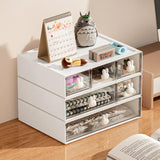 elvesmall Desktop Kawaii Cosmetic Stationery Storage Box Ins Free Combination Stackable Plastic Drawer Home Office Desk Storage Organizer