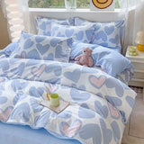 elvesmall Fashion Duvet Cover Set Korean Ins Style 2024 New Flat Sheet Pillowcase No Filler Kids Adult Bedding Set Twin Queen Bed Linen