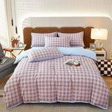 elvesmall Class A Mother Baby Grade Washed Cotton Linen Bedding Set,A/B Side,1 Duvet Cover  2 Pillowcases,Breathable Skin Friendly Soft