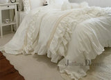 elvesmall Luxury Ruffle duvet cover queen pure cotton bedding king duvet cover lace bed princess quilt cover duvet set bag in a bed