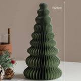 elvesmall Green Origami Mini Christmas Tree Tabletop Ornaments Red Paper Xmas Tree Gifts For Christmas Home Party Scene Decoration Props
