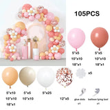 elvesmall 140pcs Retro Pink Balloons Kit Pink Rose Gold Latex Ballon Garland Arch Wedding Anniversary Valentine's Day Birthday Party Decor