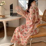 elvesmall Peach Robe for Women V-neck Summer Sleepwear Nightdress Japanese Solid Night Wears One Piece Lace-up Korean Reviews Many Pajama