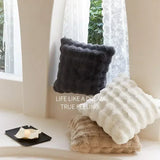elvesmall  High-end Tuscan Imitation Fur Throw Pillow Luxury High Grade Sofa Cushion Super Soft  Plush Seat Cushion/Back Cushions Pillows