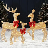 elvesmall 4ft 3-Piece 2D Lighted Christmas Deer Family Set, Large Outdoor Yard Reindeer Holiday Decoration with 175 LED Lights