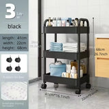 elvesmall Trolley Organizer Auxiliary Cart With Wheels Kitchen Furniture Cabinet Storage Rack Mobile Plastic Bookshelf Vegetable Basket