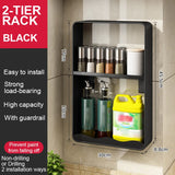 elvesmall  Kitchen Organizer Rack Wall Mounted Storage Container Rack Seasoning Bottle Holder Spice Jars Utensils Household Layered Shelves