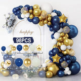 elvesmall 98pcs Navy Blue Balloons Arch Kit Balloon Wedding Birthday Boy Party Decor Mariage Anniversaire Graduation Ballon Blue Garland