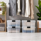 elvesmall Plastic Storage Box with Durable Lid and Seal and Secure Latching Buckles - 4 Pack