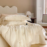 elvesmall  High End Wedding Bedding Set Luxury Egypt Cotton Princess Lace Flower Embroidery Duvet Cover Bed Sheet Pillowcase Home Textile