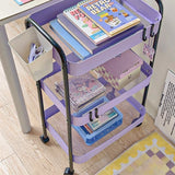 elvesmall 3 Layer Contrast Color Trolley Storage Shelf Multi-layer Movable Trolley Cosmetics Snack Storage Rack Bathroom Mobile Shelf Home