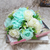 elvesmall  Cheap Artificial Flower Ball Plastic Green Mesh Base Silk Table Centerpieces For Wedding Decor Party Road Lead Flower Bouquets