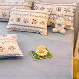 elvesmall  Winter Thickened Warm Flannel Queen Bedding Set Home Textile Cartoon Cute Duvet Cover Sheet Pillowcase 4pcs Luxury Bed Linen Set