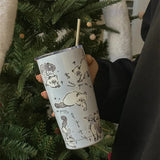 elvesmall  -  Cute Cat Tumbler Thermal Cup For Coffee Tea Beer Juice 550ml Kawaii Sainless Steel Thermos With Straw Car Cup Water Bottle Gift
