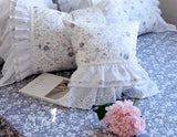 elvesmall  Brand New 100% Cotton Lace Bedding Set Princess Floral Garden Cotton 4pcs Set Ruffle Layers Duvet Cover with Lotus Edge