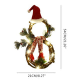 elvesmall  LED Light Snowman Rattan Wreath for Front Door Xmas Decorations Christmas Garland for Home Fireplace Wall Decor New Year