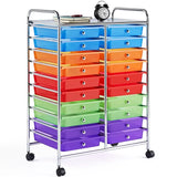 elvesmall  SmileMart 20-Drawer Metal Frame Storage Cart Rolling Bin with Lockable Wheels, Multicolor