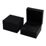 elvesmall  Black Matte PU Leather Square Clamshell Watch Storage Box Provide Free Logo Carving Service Personalized Logo Customization Gift