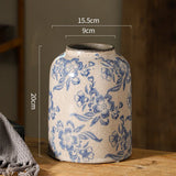 elvesmall Blue and White Porcelain Vases Flower Arrangements Living Room Decorations Chinese Style Ceramic Home Decoration Retro Porcelain