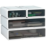 elvesmall Stackable Office Storage Box with Drawers｜ Desk Storage Box with 4 Drawers｜Organize desk accessories