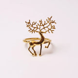 elvesmall 2/4/6pcs Christmas Elk Napkin Rings Buckle Gold Silver Alloy Deer Napkin Holder for Christmas Wedding Party Dinner Table Decor