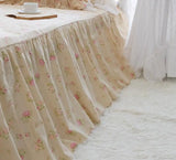 elvesmall High End American Floral Bedding Set Luxury Egyptian Cotton Elegant Ruffle Lace Duvet Cover Bed Skirt Bedspread Pillowcases