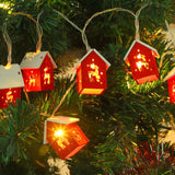elvesmall Christmas Wood House LED Light Xmas Tree Decorative Light String Wall Hanging Decoration Christmas Atmosphere Decor