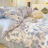 elvesmall Korean Style Seersucker  Washed cotton Bedding Set  Girls Twin Queen Size Duvet Cover   Bed Linens Kids Fashion