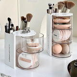 elvesmall Rotating Powder Puff Storage Box Dust-proof Desktop Beauty Egg Air Cushion Rack Multi-layer Lipstick Makeup Brush Storage Rack