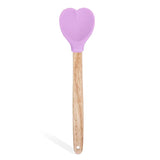 elvesmall Pink Love Silicone Spatula Heart-Shaped Spatulas with Wooden Handle Baking Spatula Kitchen Utensils Egg Making Cake Baking Tool