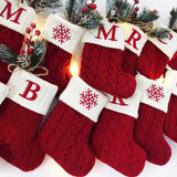 elvesmall Christmas Letter Knitting Socks Snowflake Stocking  Christmas Decoration for Home Xmas Tree Ornament Gift Navidad Natal