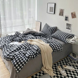 elvesmall Striped Plaid Series Bedding Comforter sets Duvet Cover bedsheets set with Pillowcase Bedding Linens Set for Queen/King Bed