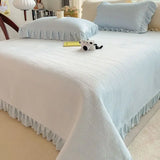 elvesmall  Winter Plush Luxury Bed Sheet Set Home Textiles Korean Simple Solid Colour Double Bedspread Pillowcase 3pcs Queen Bedding Set