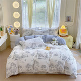 elvesmall Elegant Floral Duvet Cover Set Vintage Farmhouse Queen Size Bedding 100% Cotton Ultra Soft Comforter Cover with Hidden Zipper