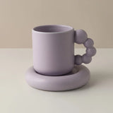 elvesmall  -  Ceramic Creative Coffee Cup with tray Nordic Home Decor Handmade Art Tea Mug Tray Personalized Gifts