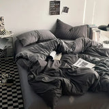 elvesmall Solstice Home Textile Solid Light Blue Bed Flat Sheet Pillowcase Duvet Cover Bedding Set Girl Kid Teenage Bed Linen Bedclothes