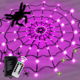 elvesmall Halloween Glowing Spider Web Halloween Decoration Lights Spider Web Lights Halloween Decoration Outdoor Indoor Halloween Decor
