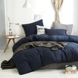 elvesmall American Style Furball Tasseles King Size Bedding Set Hairball Tassel Duvet Cover Sets Queen Washed Quilt Cover Set No Bed Sheet