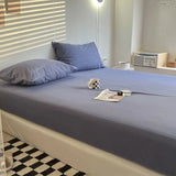 elvesmall Ins Fitted Sheet Soft Washed Cotton Mattress Cover With Elastic Non Slip Bed Cover Simple Bedding 90/120/150/200cm